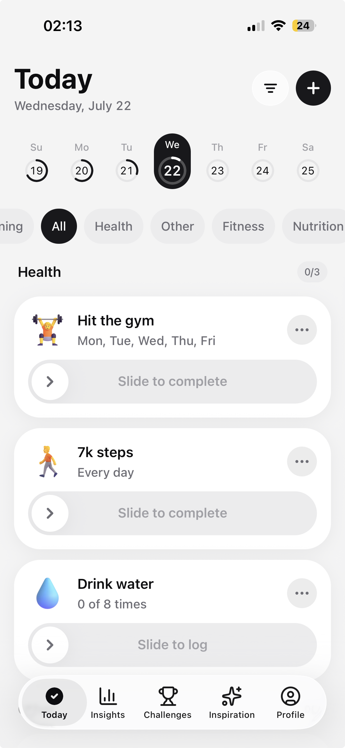 Streev — Today screen